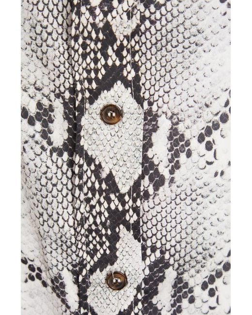 16Arlington Gray Ione Snake-print Satin Maxi Shirt Dress