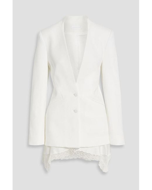 Jonathan Simkhai White Allie Lace-Trimmed Crepe Blazer