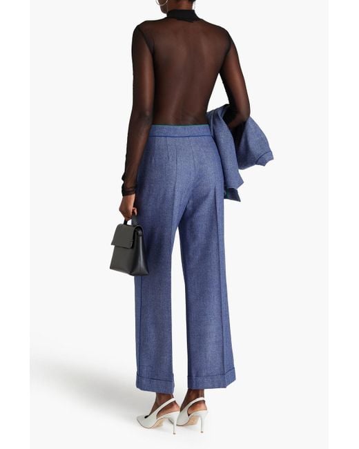 Giorgio Armani Blue Hose mit weitem bein aus twill aus einer wollmischung