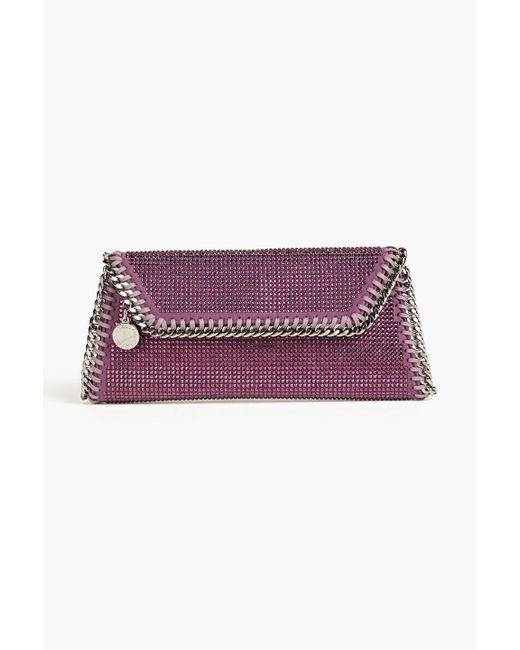 Stella McCartney Purple Crystal-embellished Faux Brushed-leather Envelope Clutch