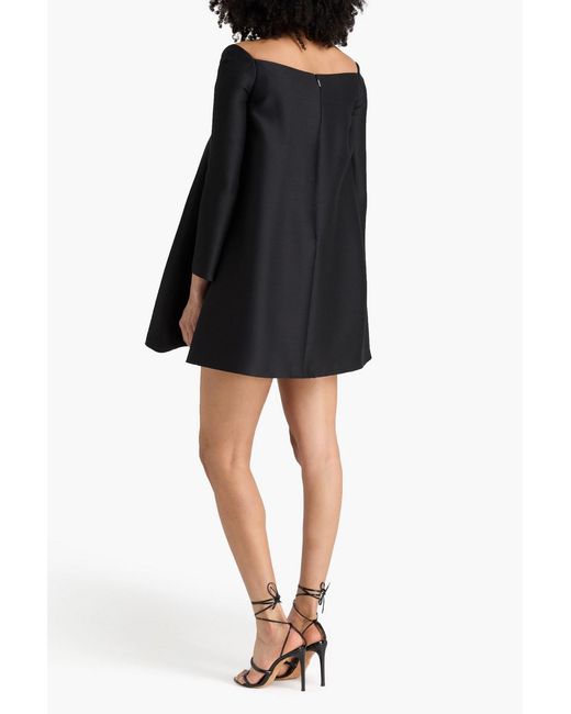 Versace Black Embellished Wool And Silk-Blend Shantung Mini Dress
