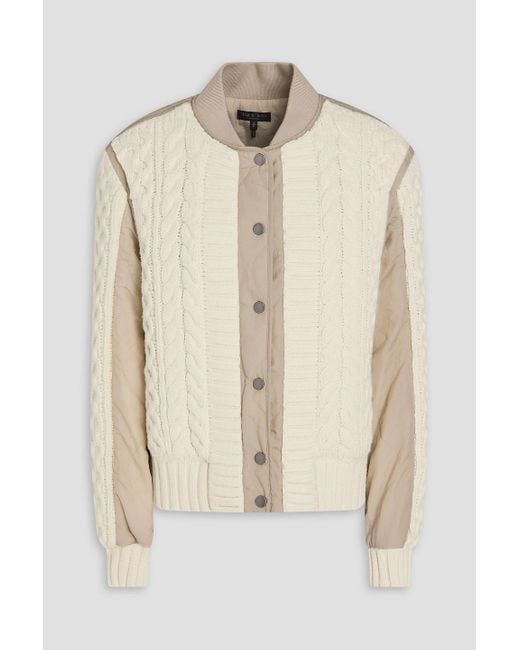 Rag & Bone Natural Ston bomberjacke aus einer baumwollmischung mit zopfstrickmuster und shell-einsätzen