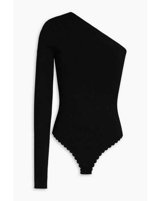 Victoria Beckham Black One-sleeve Stretch-knit Bodysuit