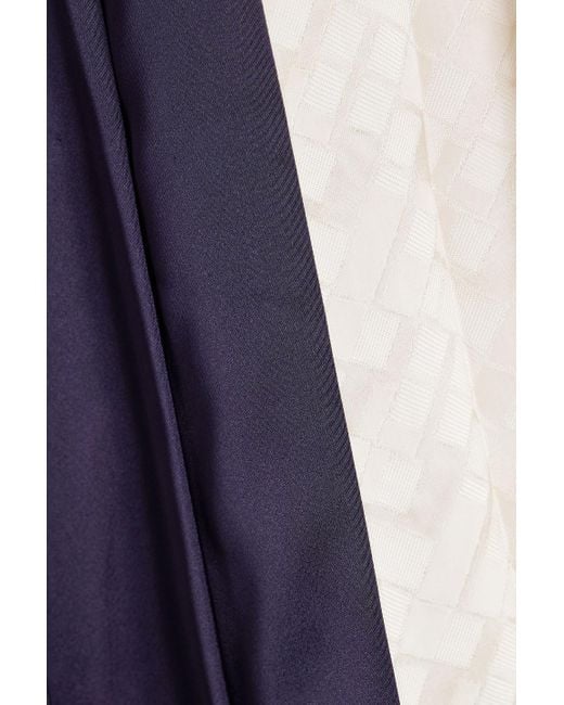 Marni Purple Pleated Satin And Jacquard Midi Wrap Skirt
