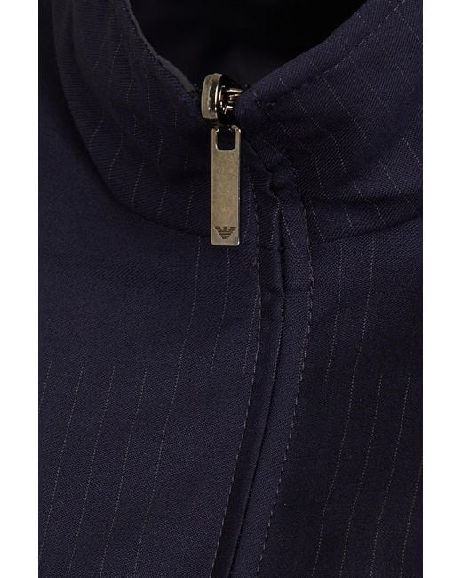 Emporio Armani Blue Pinstriped Wool-blend Twill Jacket for men