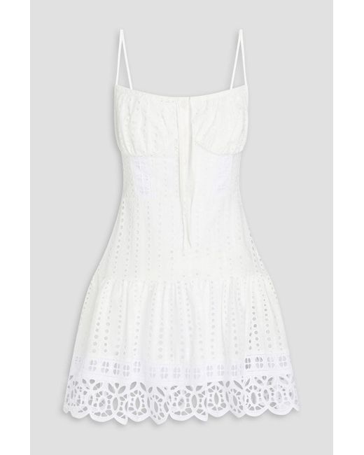 Charo Ruiz White Cordoba Broderie Anglaise Coton-blend Mini Dress