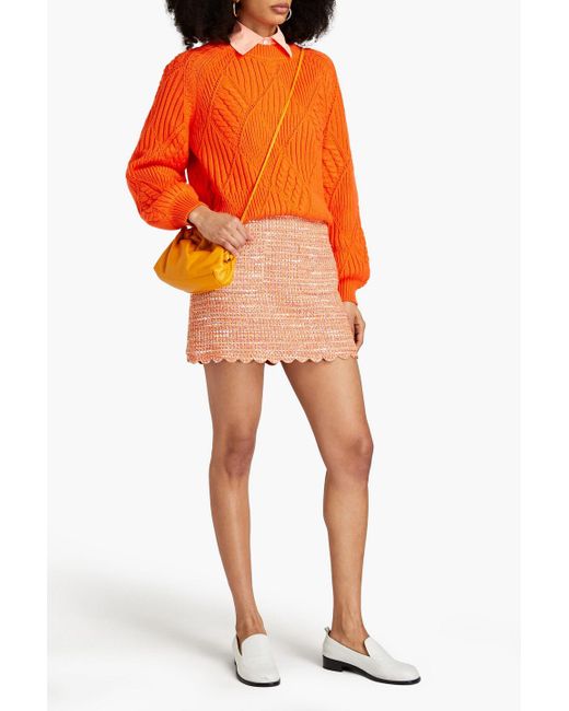 Maje Natural Cotton-blend Bouclé-tweed Mini Skirt