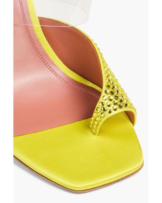 AMINA MUADDI Yellow Paloma Crystal-embellished Satin And Pvc Mules