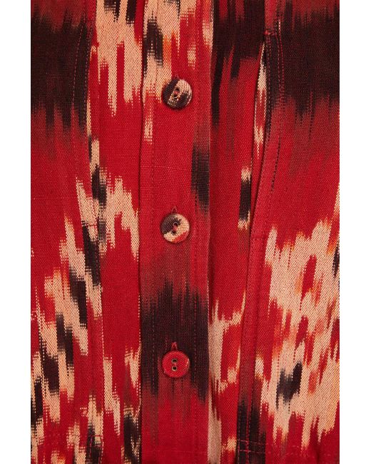Ulla Johnson Red Dari Printed Cotton-jacquard Mini Shirt Dress
