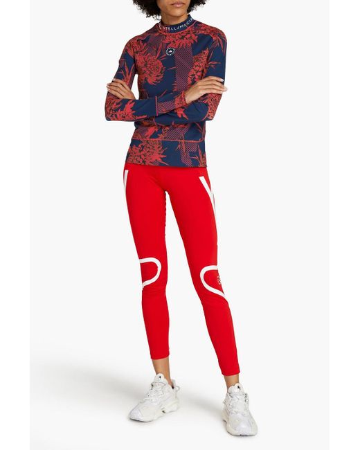Adidas By Stella McCartney Red Printed Stretch Top