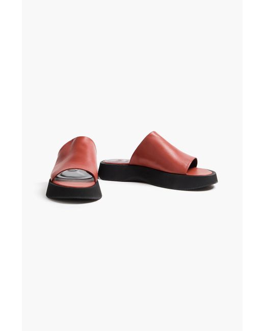 Staud Red Alpine Leather Platform Slides