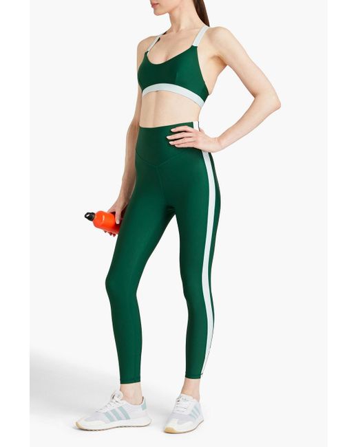 The Upside Green Southwest Dance Striped Stretch leggings