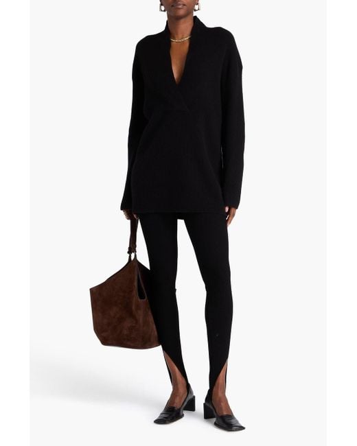 Totême  Black Ribbed Wool And Cashmere-Blend Sweater