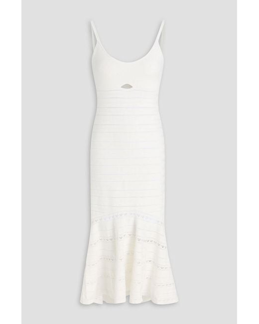 Victoria Beckham White Cutout Pointelle-knit Midi Dress