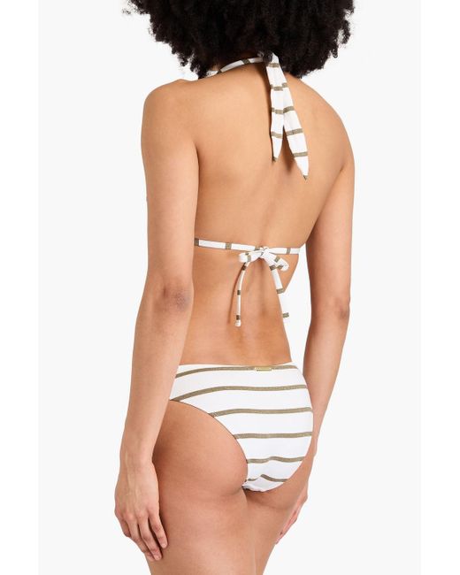 Heidi Klein White St Tropez Metallic Striped Halterneck Bikini Top