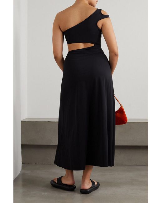 Dodo Bar Or Black Sherly One-shoulder Cutout Stretch-jersey Midi Dress
