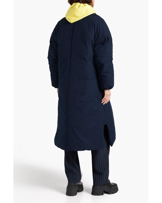 Ganni Blue Quilted Shell Down Coat