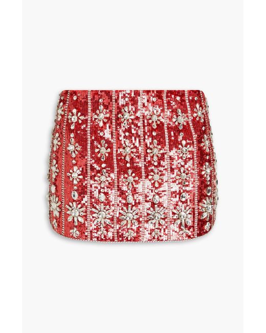 retroféte Red Xios Embellished Satin Mini Skirt
