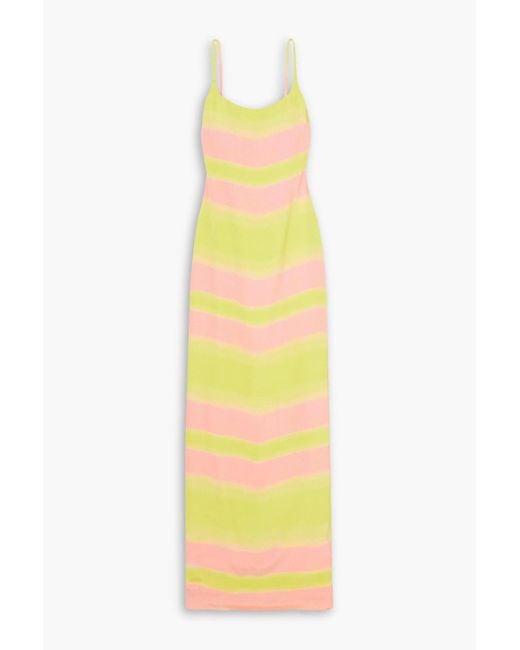 Brandon Maxwell Yellow Striped Open-back Silk Maxi Dress