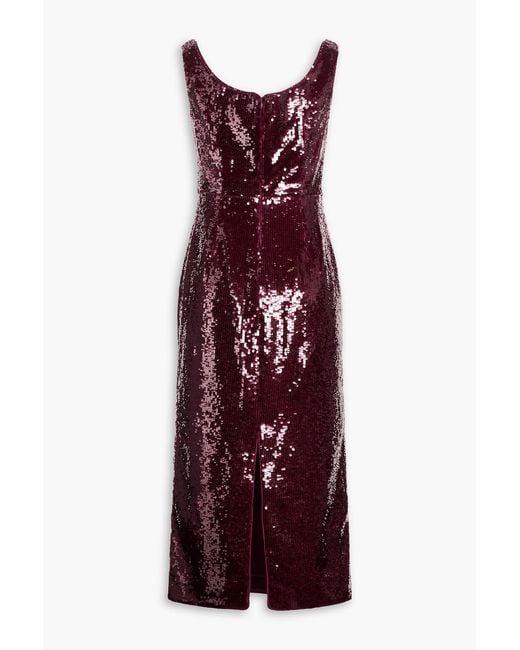 Roland Mouret Purple Sequined Tulle Midi Dress