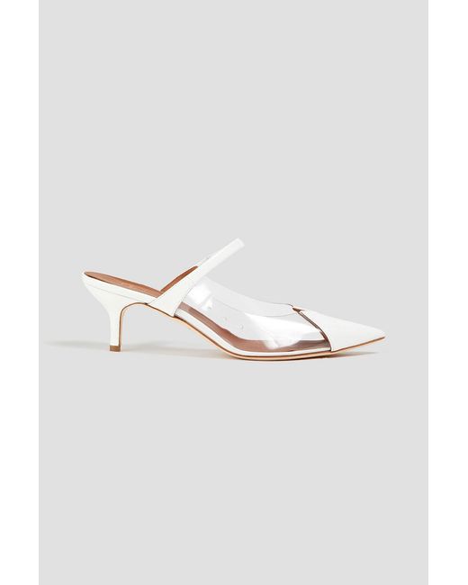 Malone Souliers White Marli Patent-leather And Pvc Mules