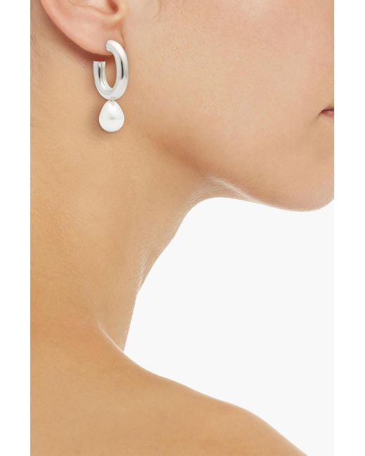 Simone Rocha Metallic Silver-tone Faux Pearl Hoop Earrings