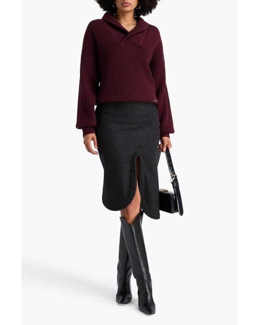 Victoria Beckham Red Ribbed Wool Sweater