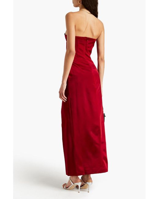 Sara Battaglia Red Strapless Satin Maxi Dress