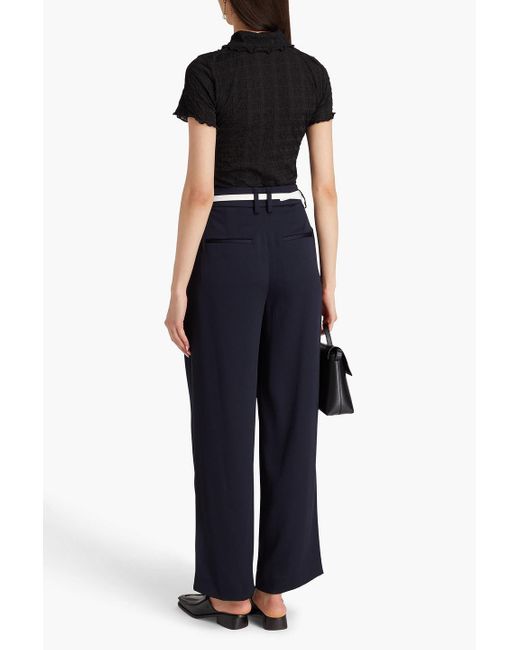 Vince Blue Pleated Twill Wide-leg Pants