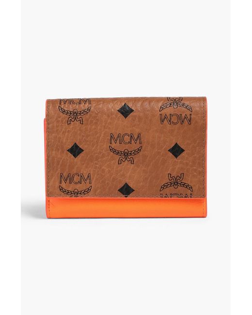 MCM Orange Portemonnaie aus strukturiertem kunstleder mit logoprint