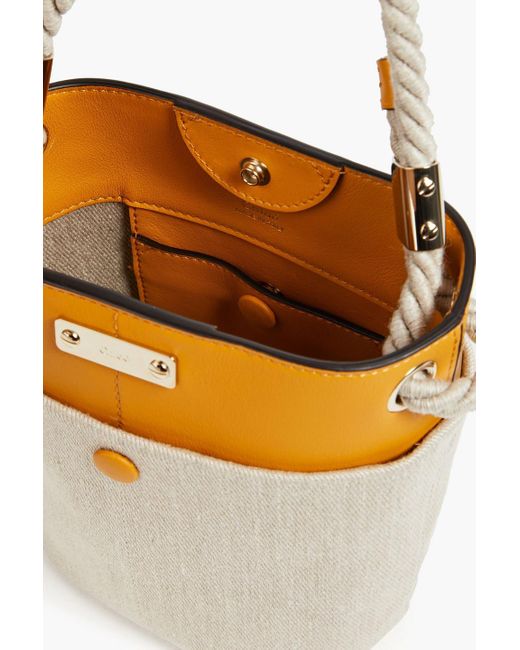 Chloé White Key Twill And Leather Bucket Bag