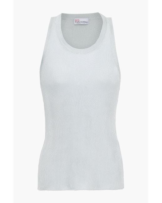 RED Valentino White Ribbed-knit Tank