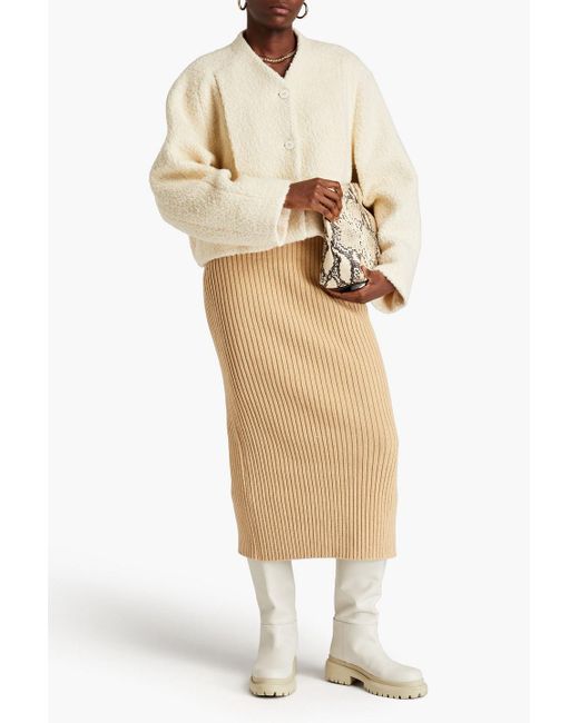 LE17SEPTEMBRE Natural Oversized Wool And Cotton-blend Bouclé-tweed Jacket
