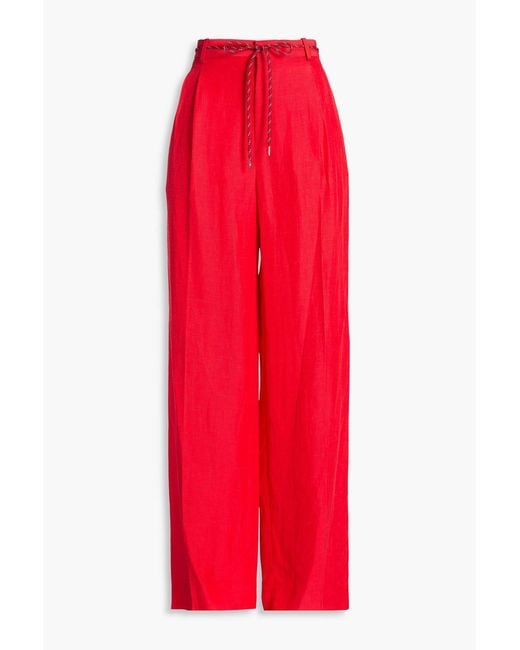 Sandro Red Woven Wide-leg Pants