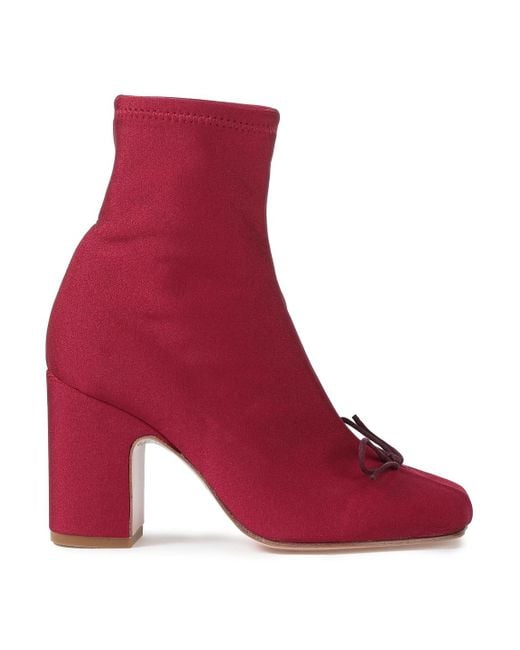 Red(v) Red Bow-detailed Stretch-jersey Sock Boots