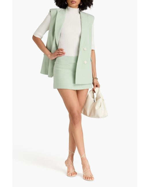 Veronica Beard Green Alida Skirt-Effect Crepe Shorts