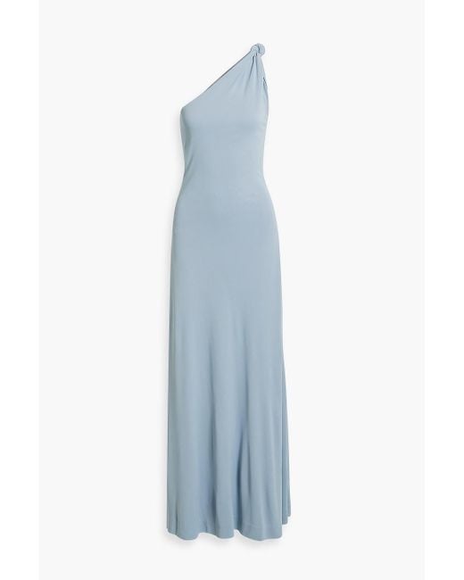 BITE STUDIOS Blue Point One-shoulder Knotted Jersey Maxi Dress