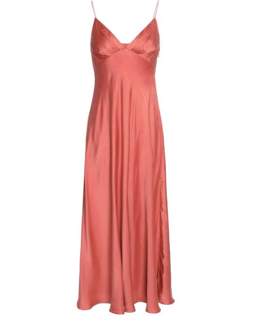 Zimmermann Pink Fluted Washed Silk-satin Midi Slip Dress