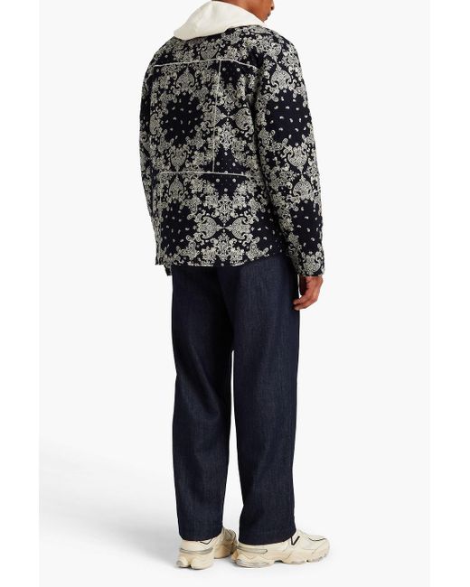 Officine Generale Black Paisley-print Cotton-twill Jacket for men