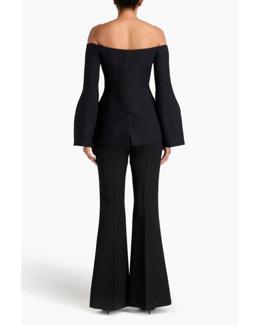 Gabriela Hearst Black Ambrose Off-the-shoulder Wool And Silk-blend Jacket