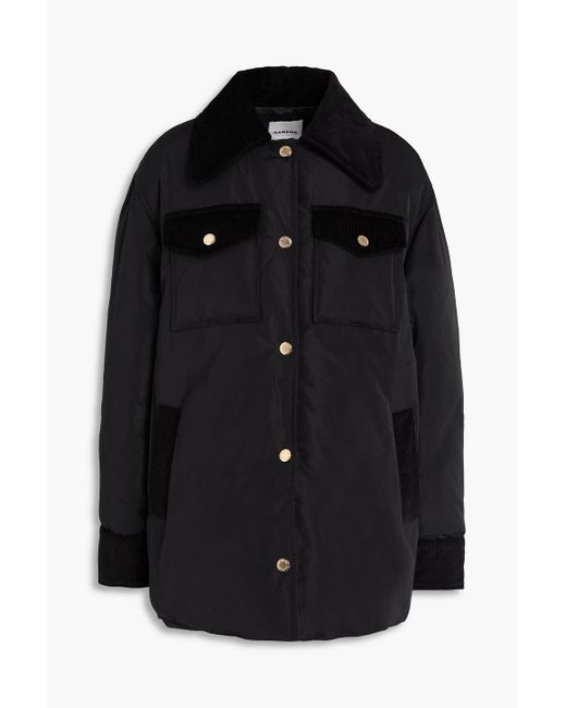 Sandro Black Corduroy-trimmed Shell Jacket