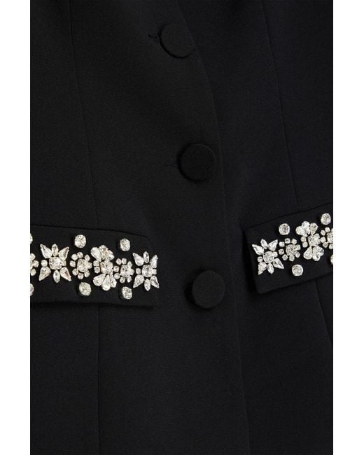 Huishan Zhang Black Crystal-embellished Crepe Jacket