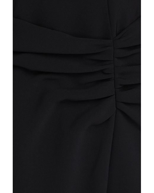 Carolina Herrera Black Ruched Crepe Midi Dress