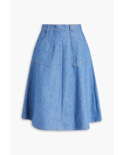 Giuliva Heritage Blue Flaminia Cotton And Linen-blend Skirt