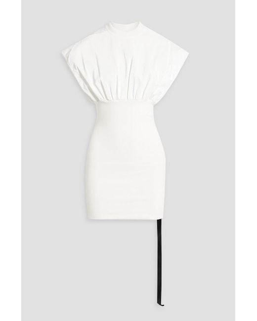 Rick Owens White Tommy Ribbed Cotton-blend Jersey And Stretch-knit Mini Dress