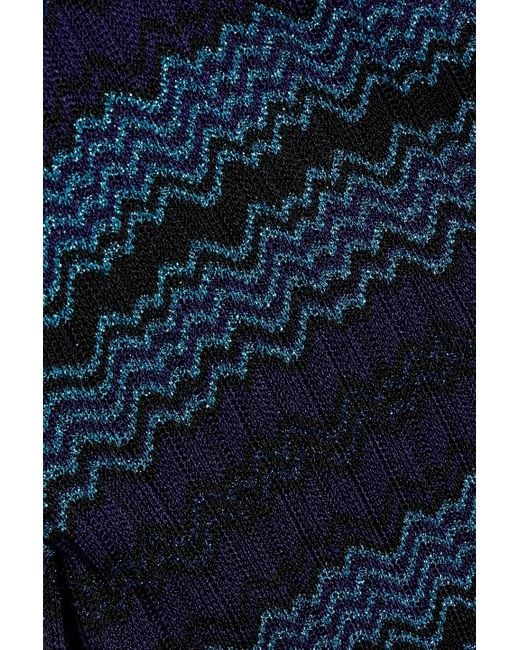 Missoni Blue Metallic Crochet-knit Cardigan