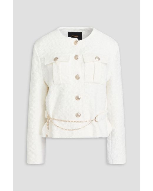 Maje Natural Belted Cotton-blend Tweed Jacket