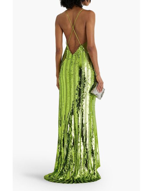 Galvan Green Kate Sequined Tulle Gown