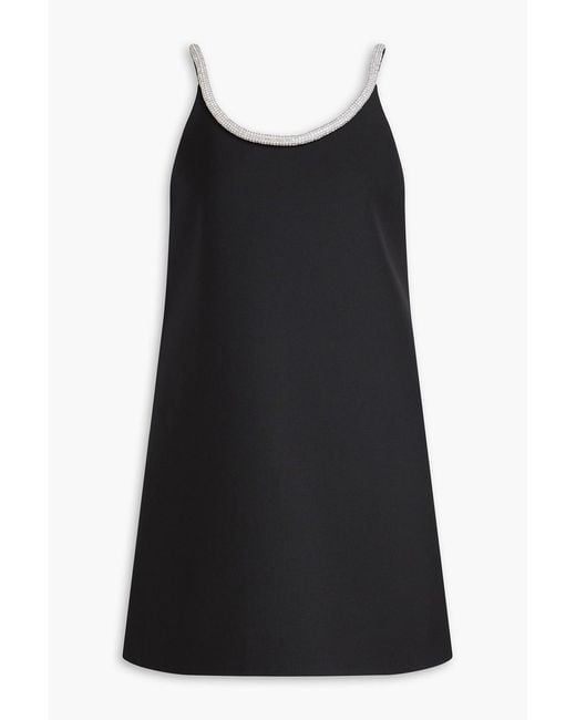 Rohe Black Crystal-embellished Grain De Poudre Wool-blend Mini Dress