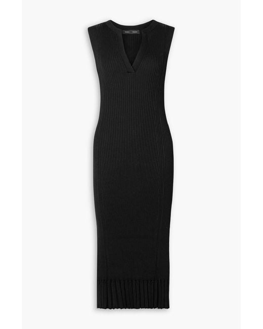 Proenza Schouler Black Tatum Ribbed-Knit Midi Dress